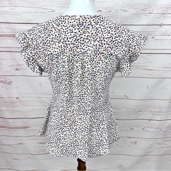 Modcloth Monteau Ditsy Floral Surplice Wrap Peplum Blouse - Picture 8 of 11